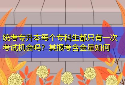 統(tǒng)考專升本每個(gè)?？粕贾挥幸淮慰荚嚈C(jī)會(huì)嗎？其報(bào)考含金量如何