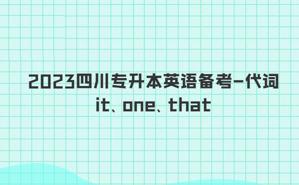 2023四川專升本英語(yǔ)備考-代詞it、one、that