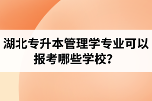 湖北專升本管理學專業(yè)可以報考哪些學校？屬于管理學的專業(yè)有哪些？