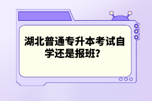 湖北普通專(zhuān)升本考試自學(xué)還是報(bào)班？