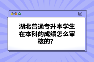 湖北普通專升本學(xué)生在本科的成績怎么審核的？