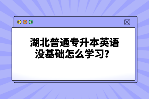 湖北普通專升本英語沒基礎怎么學習?