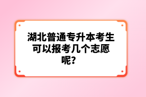 湖北普通專升本考生可以報考幾個志愿呢？