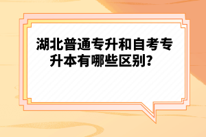 湖北普通專升和自考專升本有哪些區(qū)別？