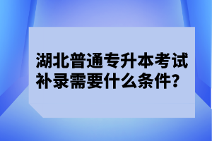 湖北普通專升本考試補(bǔ)錄需要什么條件？