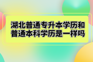 湖北普通專升本學歷和普通本科學歷是一樣嗎？