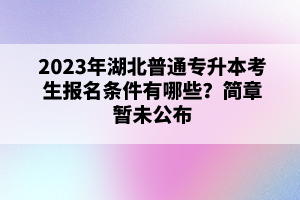 2023年湖北普通專升本考生報名條件有哪些？簡章暫未公布