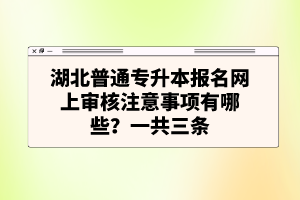 湖北普通專升本報(bào)名網(wǎng)上審核注意事項(xiàng)有哪些？一共三條