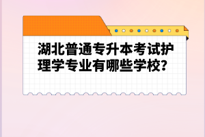 湖北普通專升本考試護(hù)理學(xué)專業(yè)有哪些學(xué)校？