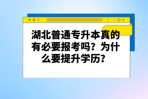 湖北普通專升本真的有必要報(bào)考嗎？為什么要提升學(xué)歷？