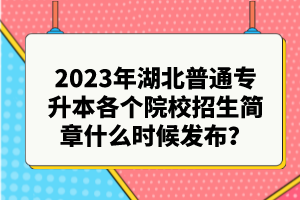 2023年湖北普通專升本各個(gè)院校招生簡(jiǎn)章什么時(shí)候發(fā)布？