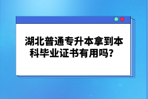 湖北普通專升本拿到本科畢業(yè)證書有用嗎？