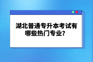 湖北普通專(zhuān)升本考試有哪些熱門(mén)專(zhuān)業(yè)？