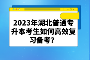 2023年湖北普通專升本考生如何高效復(fù)習(xí)備考？