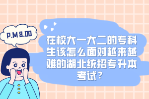 在校大一大二的?？粕撛趺疵鎸υ絹碓诫y的湖北統(tǒng)招專升本考試？