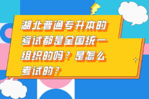 湖北普通專升本的考試都是全國統(tǒng)一組織的嗎？是怎么考試的？