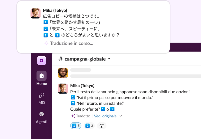 Un cursore a forma di mano clicca sul pulsante “Crea riepilogo” in ww5 per riassumere i messaggi in un canale.